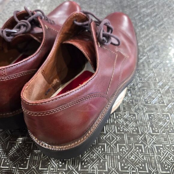 🐢 ECCO  Lisbon Plain Toe Cognac Brown Leather Oxford Shoes. Size EU42 US8-8.5 - Picture 4 of 13